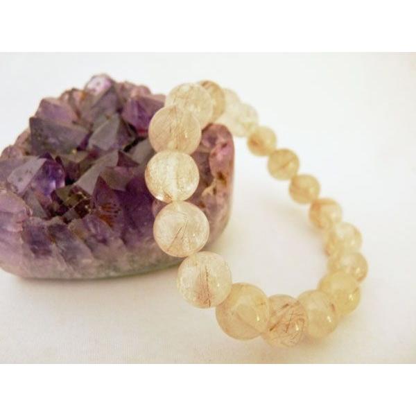 ルチルクォーツ プラチナルチル 白金針水晶  パワーストーン 天然石ブレスレット 腕輪 11.5mm...