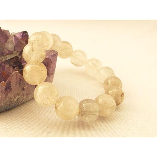 ルチルクォーツ プラチナルチル 白金針水晶  パワーストーン 天然石ブレスレット 腕輪 15mm玉