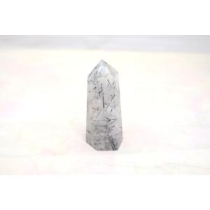 ブラックトルマリンルチルクオーツ 六角柱 ポイント型 パワーストーン 天然石置物