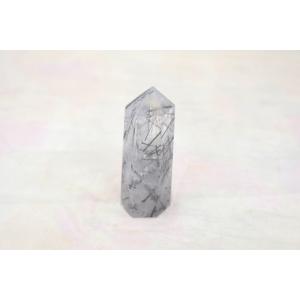 ブラックトルマリンルチルクオーツ 六角柱 ポイント型 パワーストーン 天然石置物