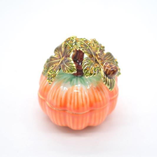 かぼちゃ 七宝焼き 小物入れ 金属製置物 ラインストーン付き パンプキン
