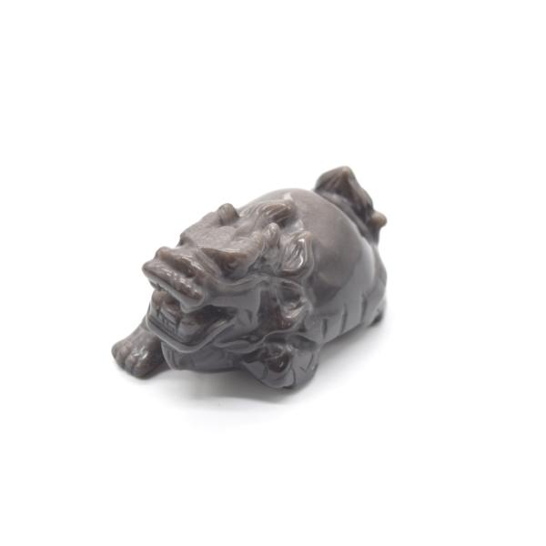 龍亀 ドラゴンタートル ロングイ オブシディアン 天然石製置物 黒曜石 4.5cm 中