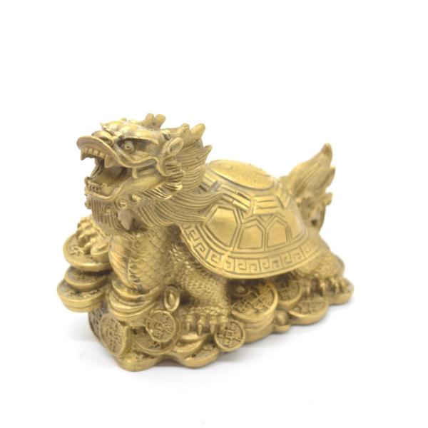 龍亀 置物 ドラゴンタートル ロングイ 銅製 風水インテリア 10cm