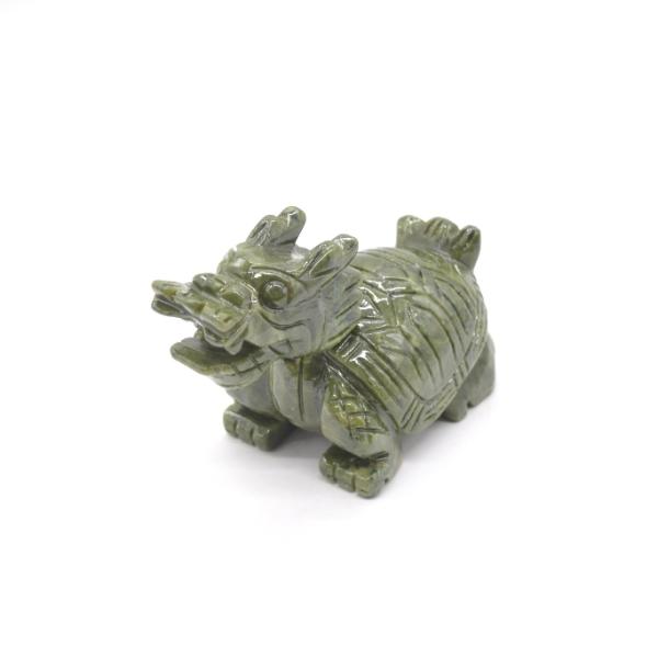 龍亀 ドラゴンタートル ロングイ 緑玉 玉製置物 9cm