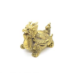 ドラゴンタートル 龍亀 ロングイ 置物 銅製 9cm 陰陽八卦甲羅 風水インテリア