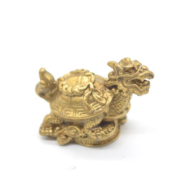 龍亀 ドラゴンタートル ロングイ 銅製置物 古銭乗せ 4cm