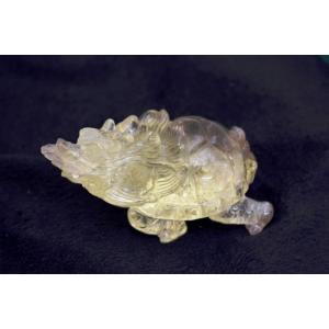 龍亀 ドラゴンタートル ロングイ 黄水晶 シトリン 天然石製置物 中