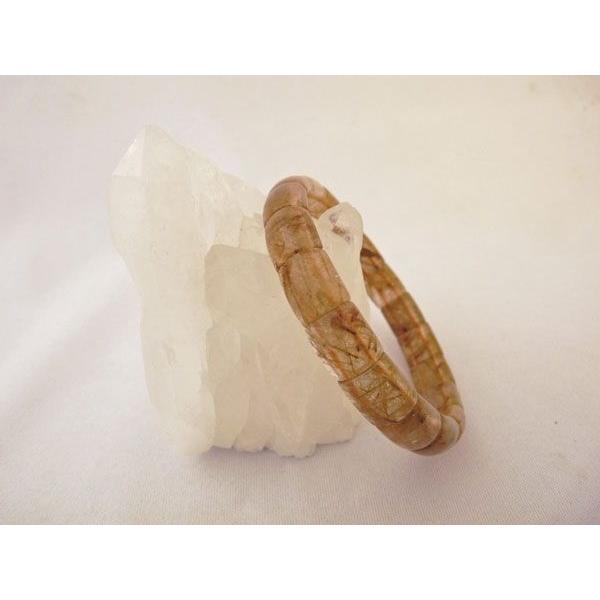 【金運・財運・仕事運】針水晶（ルチルクォーツ）　パワーストーンブレスレット・バングル型【厚さ6mm×...