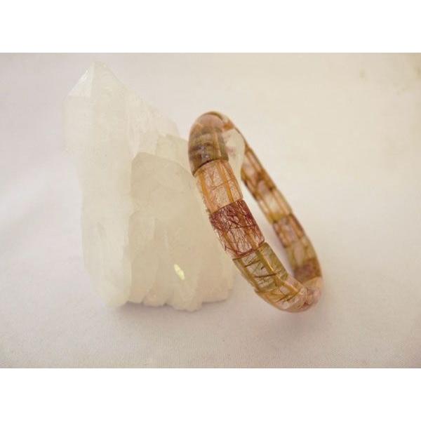 【金運・財運・仕事運】針水晶（ルチルクォーツ）　パワーストーンブレスレット・バングル型【厚さ5mm×...