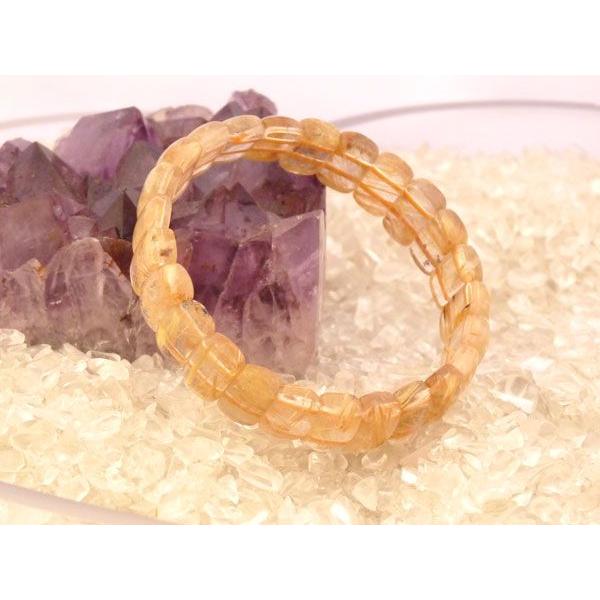 【最高の金運・決断力】金針水晶（ルチルクォーツ）　パワーストーンブレスレット・バングル型【厚さ7mm...