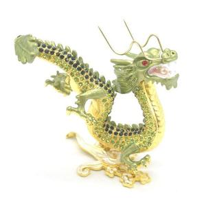 辰 龍の置物 七宝焼き ピンク 13cm 五本爪 玄関 風水インテリア 竜