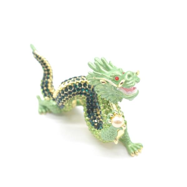 辰 龍の置物 七宝焼き 緑 グリーン 7.5cm 五本爪 玄関 風水インテリア 竜