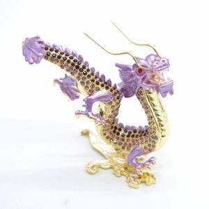 赤龍 風水インテリア 七宝焼き ラインストーン付き 金属製置物 12cm 辰 龍の置物 七宝焼き 緑 12cm 五本爪 玄関 風水インテリア 竜
