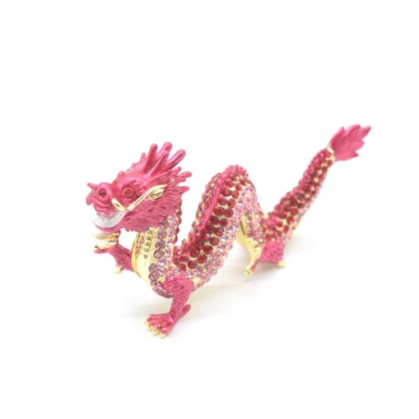 辰 龍の置物 七宝焼き 赤 紅 レッド 7.5cm 五本爪 玄関 風水インテリア 竜