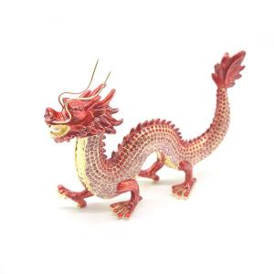 辰 龍の置物 七宝焼き ピンク 12cm 五本爪 玄関 風水インテリア 竜