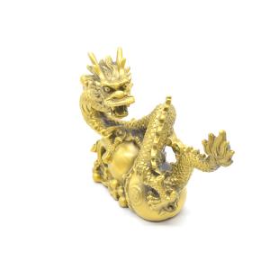 龍の置物 竜 横型 12cm 銅製 振り向き龍...の詳細画像1