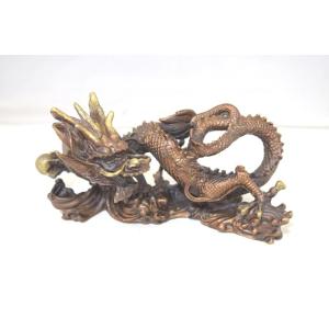 龍の置物　風水　双龍　噴水　置物 龍の置物 龍 開運双龍 噴水置物 樹脂製 総合運 インテリア 25cm