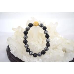 厄除け 開運 オニキス ヘマタイト 木彫り剣龍 パワーストーンブレスレット 12mm