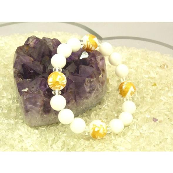 龍 金彫り龍ホワイトオニキス 魔除け 邪気祓い パワーストーンブレスレット