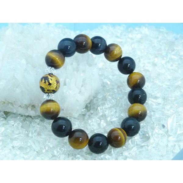 龍 金彫り龍レッドタイガーアイ 魔除け・邪気祓い パワーストーンブレスレット