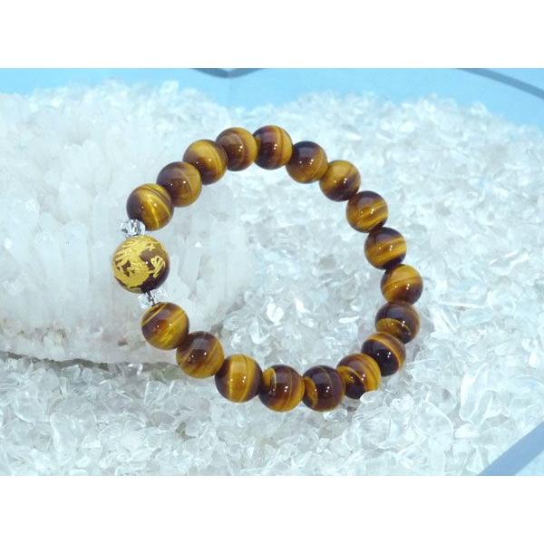 龍 金彫り龍タイガーアイ 魔除け・邪気祓い パワーストーンブレスレット