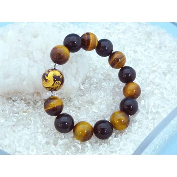 龍 金彫り龍レッドタイガーアイ 魔除け・邪気祓い パワーストーンブレスレット