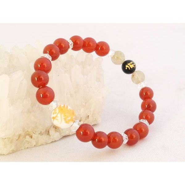 金彫り龍 金彫り梵字 オニキス 赤瑪瑙 ルチルクォーツ 天然石ブレス