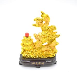 龍の置物 龍 開運双龍 噴水置物 樹脂製 総合運 インテリア 25cm : 横浜