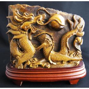 天然石　ラピスラズリ 龍　置物 五本指皇帝龍 ラピスラズリ 天然石製置物 風水インテリア 20cm : 横浜