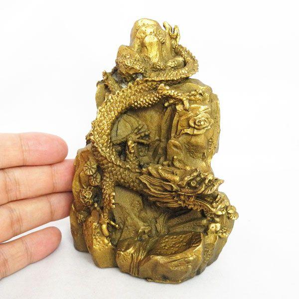 龍の置物 龍脈 山水龍 銅製置物 全体運 風水インテリア 14cm