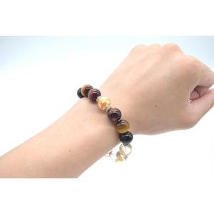 龍彫り 竜生九子ブレスレット 水晶 白オニキス タイガーアイ 彫り物 天然石アクセサリー 12mm玉