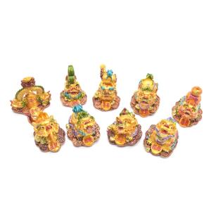 竜生九子 9個セット カラフル 樹脂製置物 龍の子 彩色済み 5cm