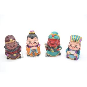 三国志 張飛 劉備 関羽 孔明 樹脂製置物 マスコット人形 4個セット かわいい人形置物 7cm