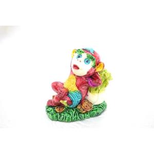 猿 カラフル樹脂製置物 夫婦円満 幸運 安産 難が去る 白菜