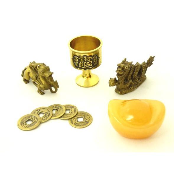 龍 ヤアズ 置物 銅杯 元宝 古銭 全体運 魔除け 風水インテリア 初めての風水セット