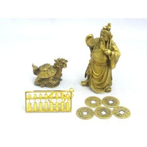 三清道祖 道徳天尊 神元始天尊 霊宝天尊 銅製置物 三柱セット 16cm