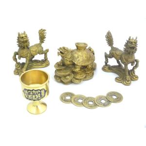 龍 銅製置物 銅杯 古銭付き 風水セット 小 : 横浜中華街龍 - 通販