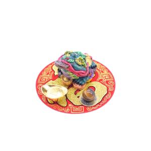 三脚蟾蜍 風水セット 選べる置物と天然石 元宝 古銭 丸型福飾り 樹脂製置物