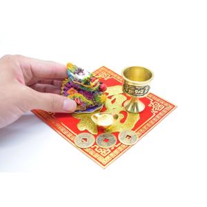 辰 龍の置物 風水セット 樹脂製 5cm 銅杯...の詳細画像2