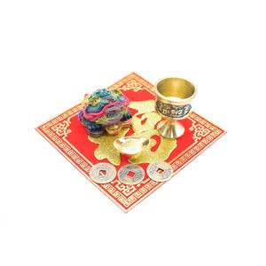 三脚蟾蜍 風水セット 銅杯 元宝 古銭 福飾り 樹脂製置物