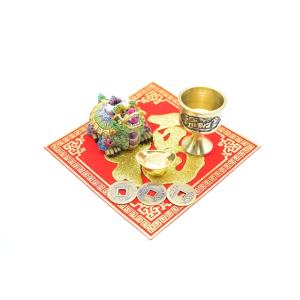 龍亀 ドラゴンタートル 風水セット 銅杯 元宝 古銭 福飾り 樹脂製置物