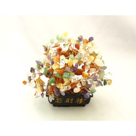 招財樹 6種類ミックスパワーストーン 風水インテリア 天然石置物 15cm