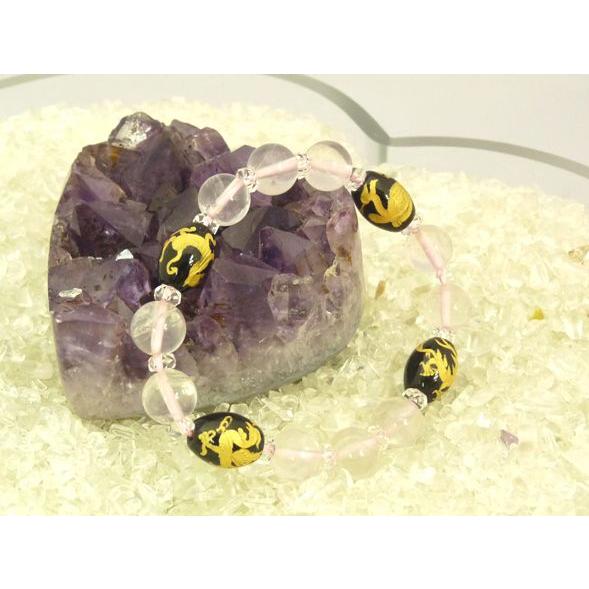 四神 オニキス ローズクォーツ パワーストーンブレスレット