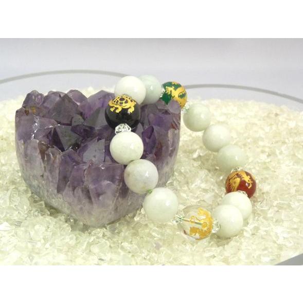 四神 赤 緑 メノウ オニキス 水晶 ヒスイ パワーストーンブレス