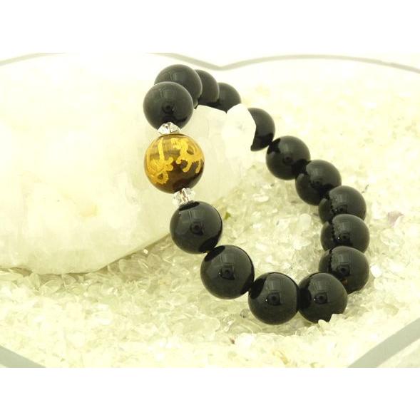 金彫り四神タイガーアイ オニキス 金運 厄除け ブレス 虎目石 16mm