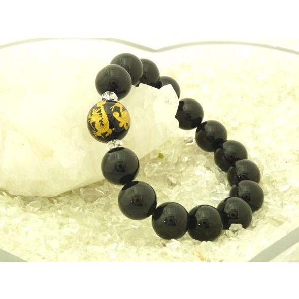 金彫り四神オニキス 最強の守護力 厄よけ パワーストーンブレス 16mm