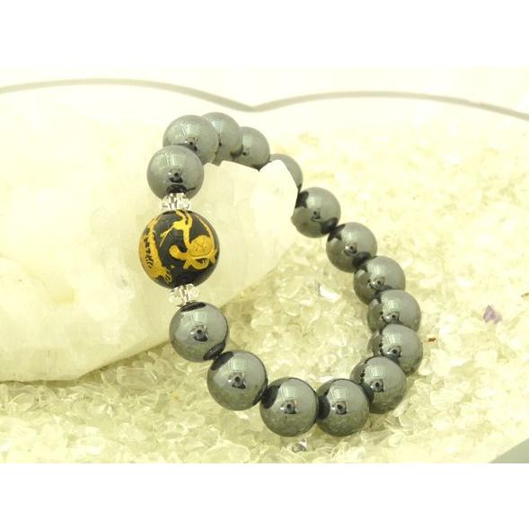 金彫り四神オニキス ヘマタイト 厄よけ 勝負運 パワーストーンブレス