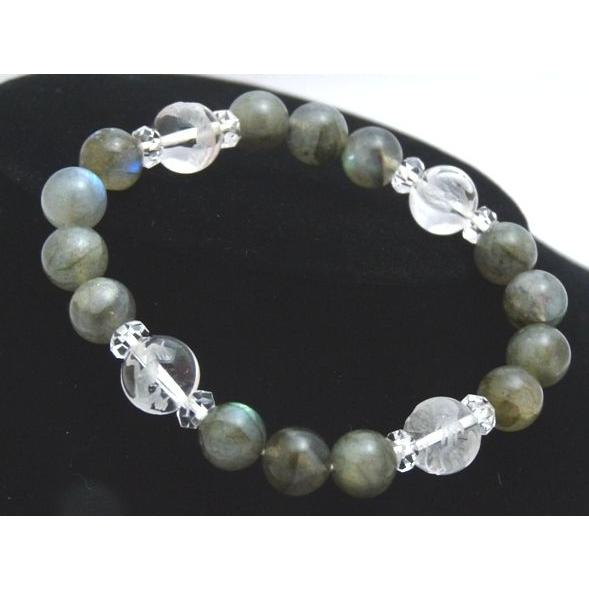 四神彫り水晶 ラブラドライト パワーストーンブレスレット 10mm