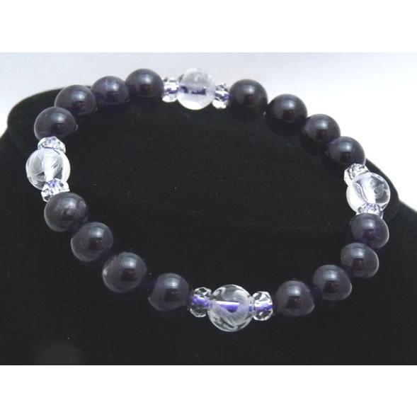 四神彫り水晶 クォーツ アメジスト パワーストーンブレスレット 8mm