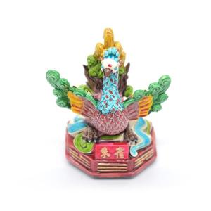 孔雀 樹脂製置物 彩色 土台付き 厄除け 小 : 横浜中華街龍 - 通販